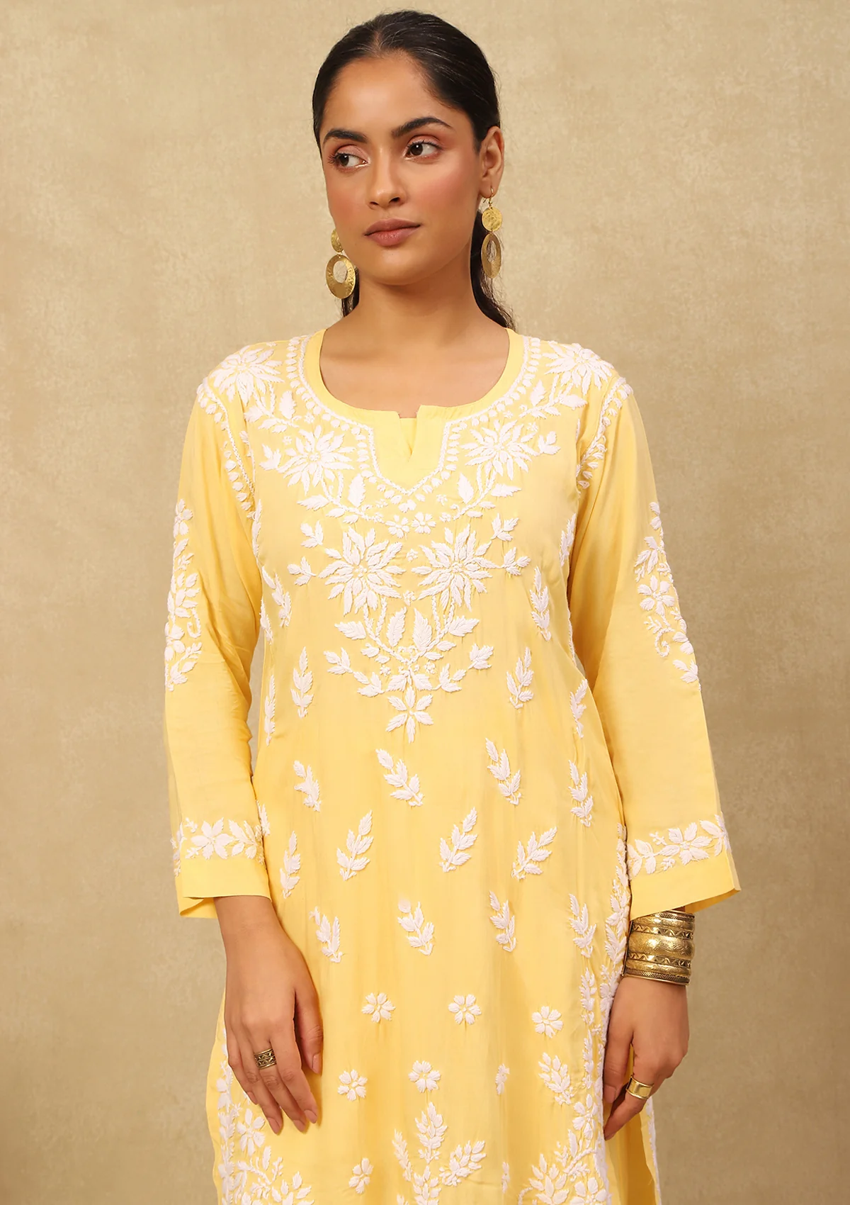HOC Bushra Chikankari Modal Straight Kurta Set - Healthber
