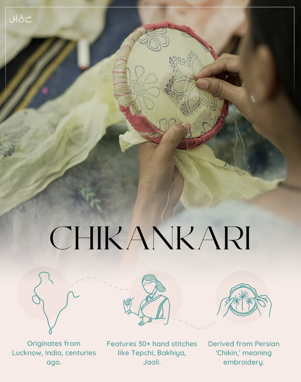 HOC Cotton Chikankari Printed Women's Short Kurta - Green - Healthber