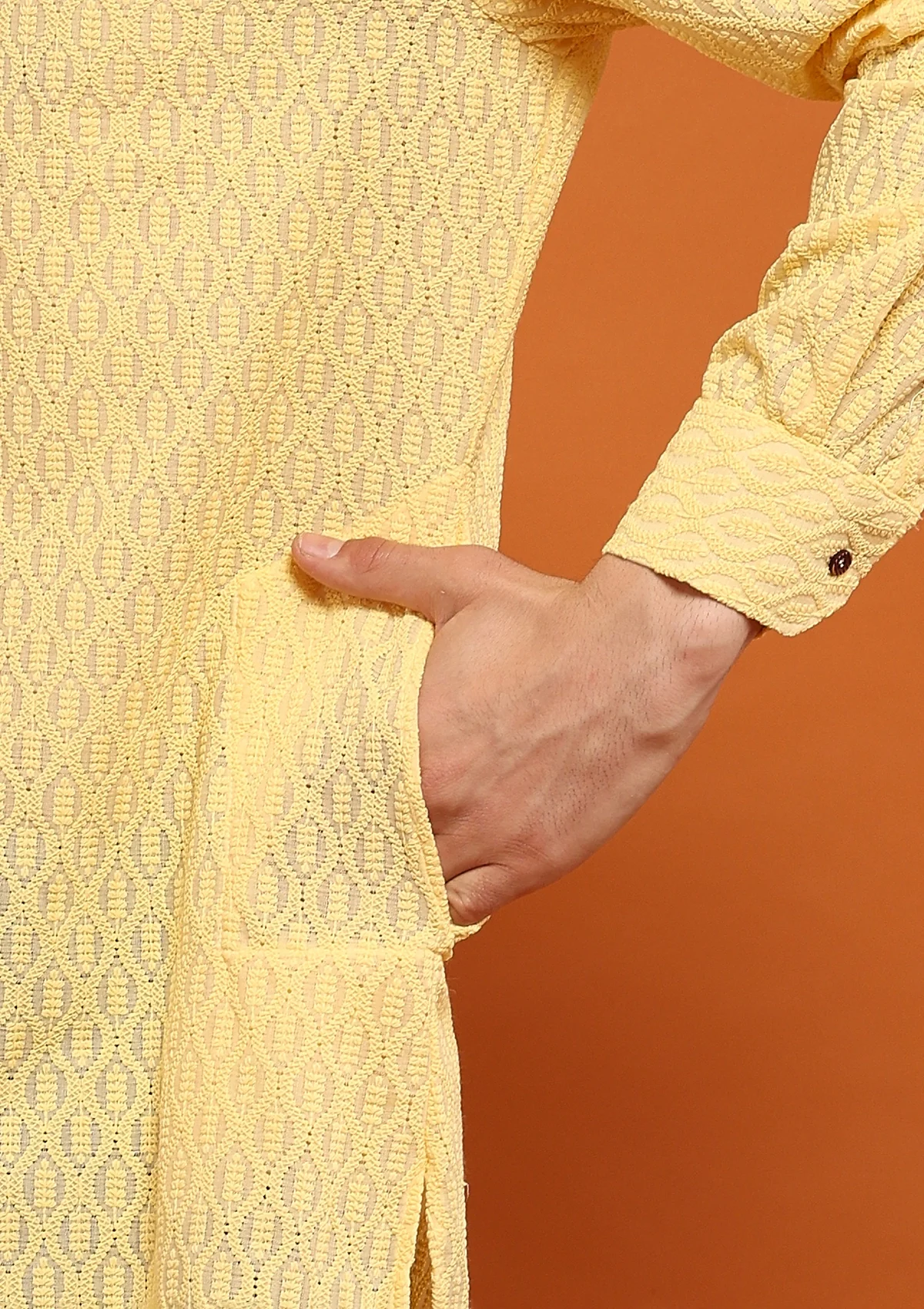 HOC Shayan Chikankari Cotton Straight Short Men's Kurta - Healthber