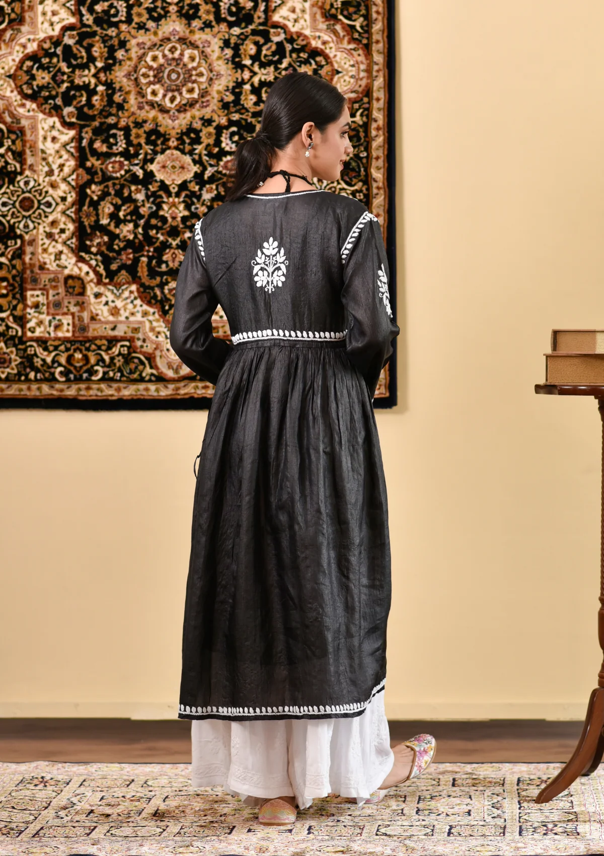 HOC Masoom Chikankari Silk A-Line Gown - Healthber