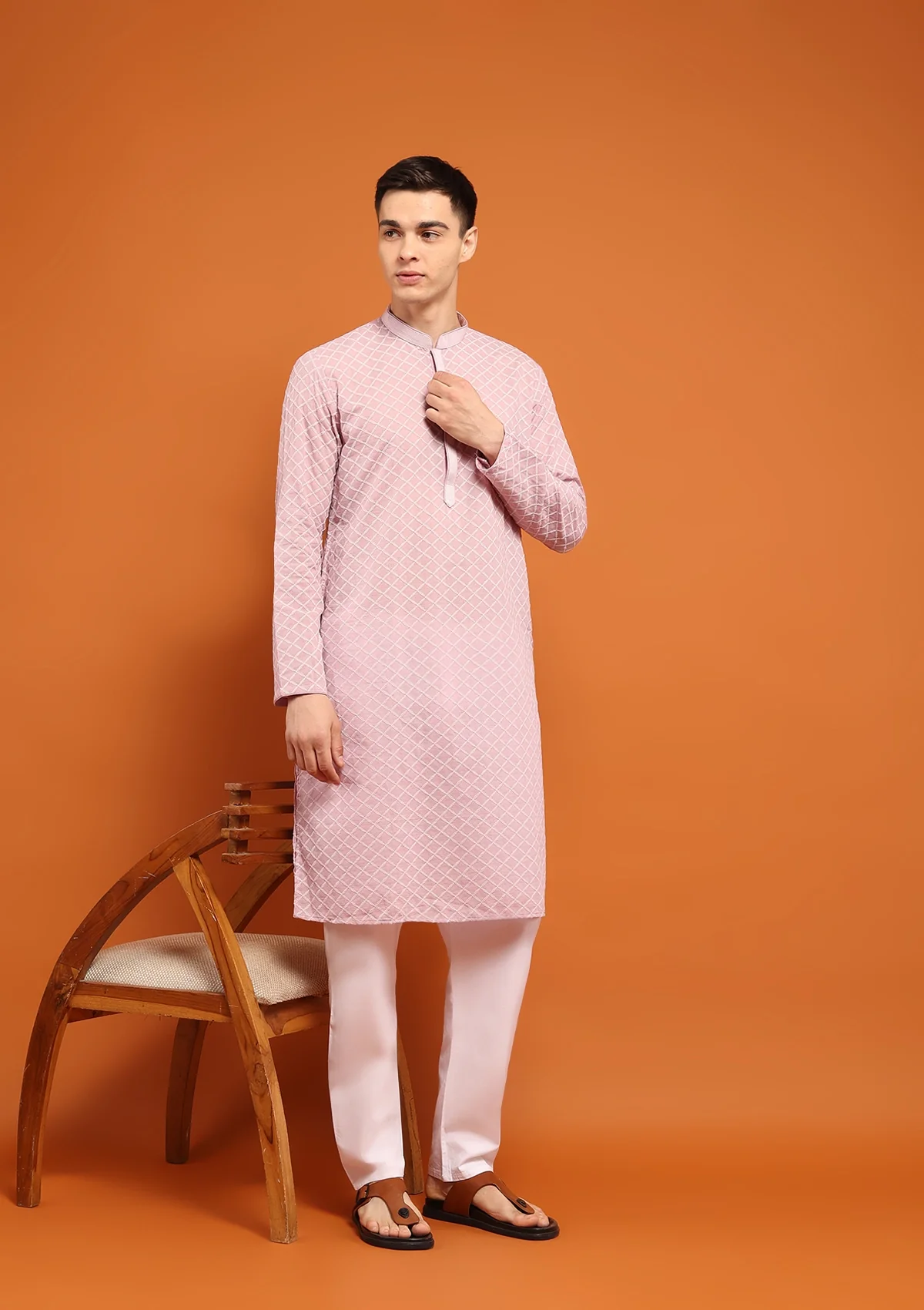 HOC Shaan Chikankari Cotton Straight Men's Kurta - Healthber