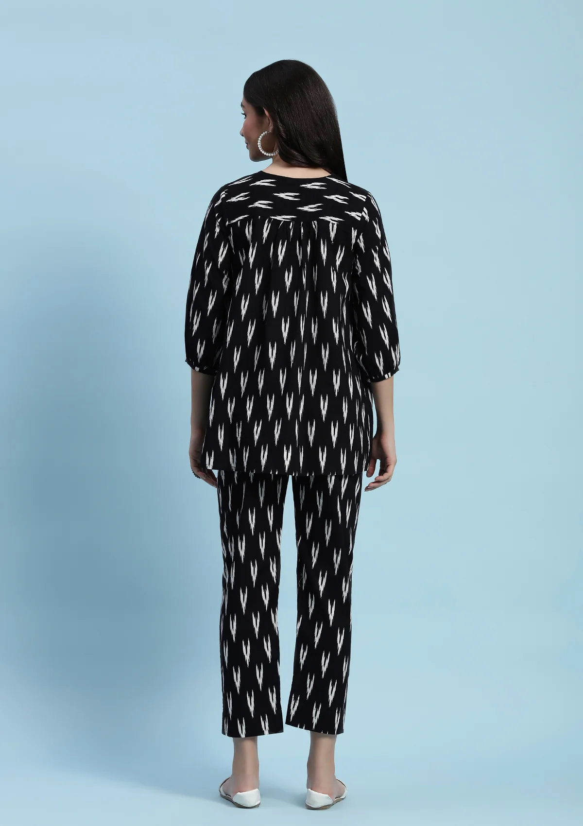 Cotton Chikankari Printed Women's 2 PC Co-ord Set - Black - Healthber