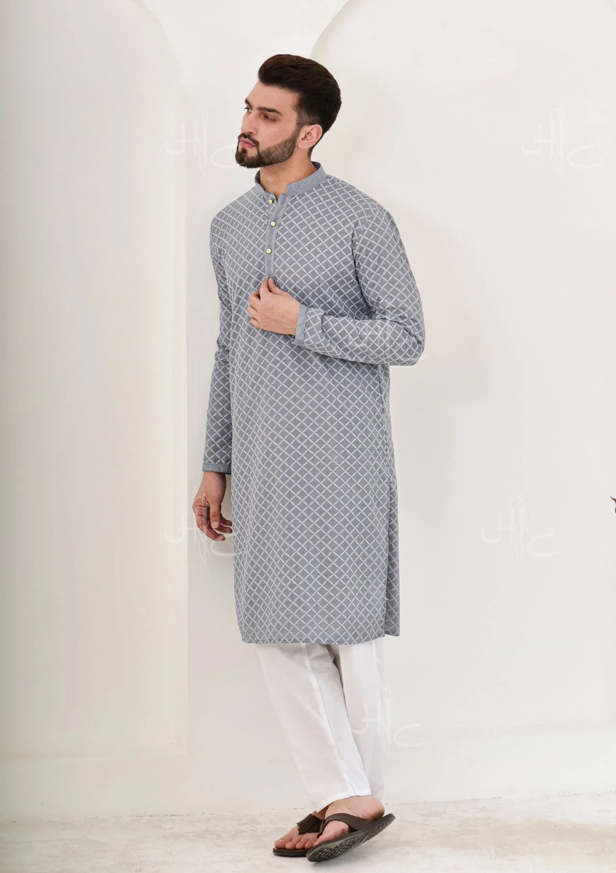 HOC Shaan Chikankari Cotton Straight Men's Kurta - Healthber