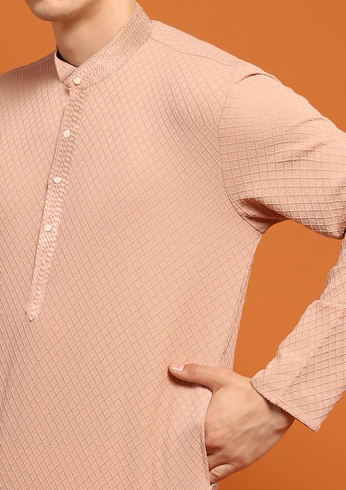 HOC Shaan Chikankari Cotton Straight Men's Kurta - Healthber