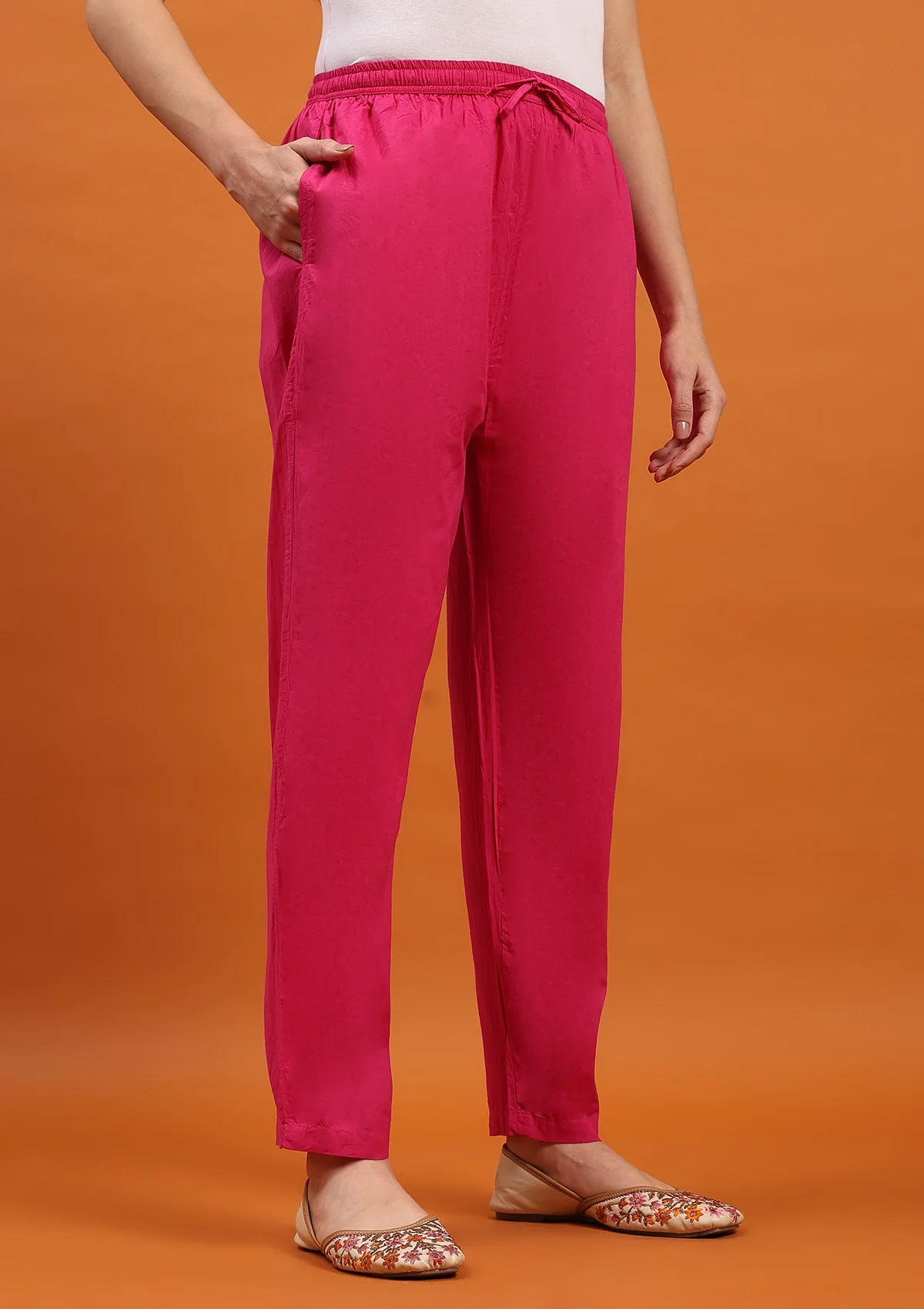HOC Cotton Solid Women's Pants - Dark Pink - Healthber