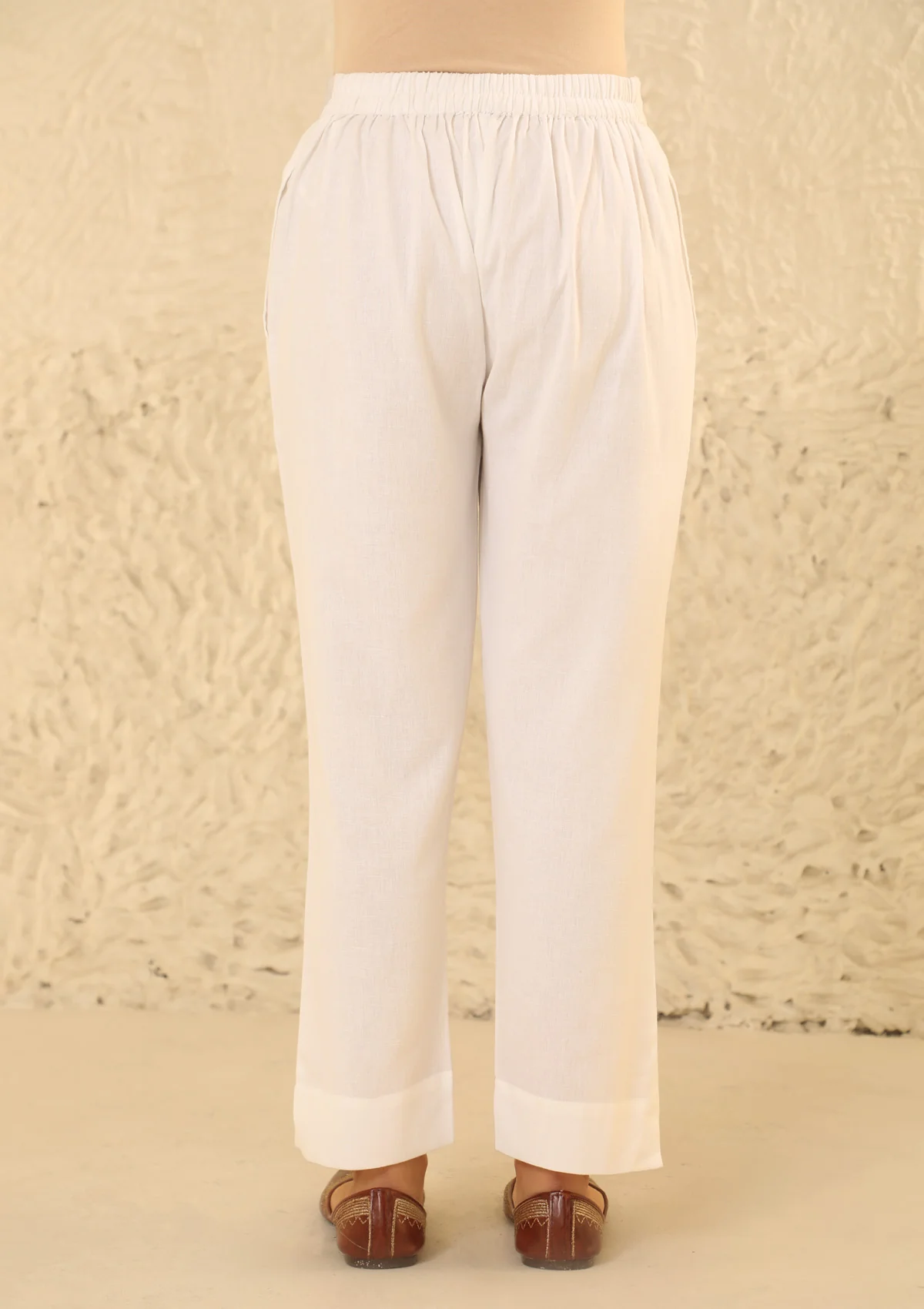 HOC Cotton Loom Women's Solid Tapered Pant - White - Healthber