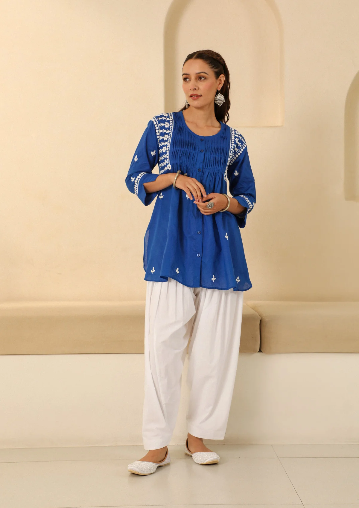 HOC Cotton Women's Solid Salwar - White - Healthber