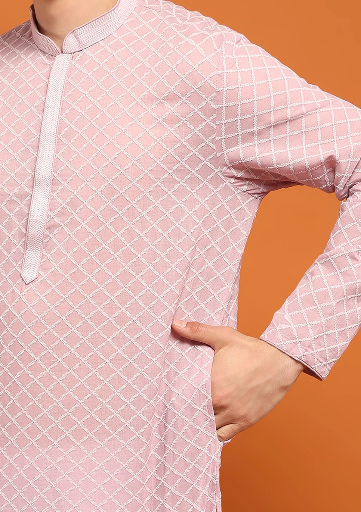 HOC Shaan Chikankari Cotton Straight Men's Kurta - Healthber