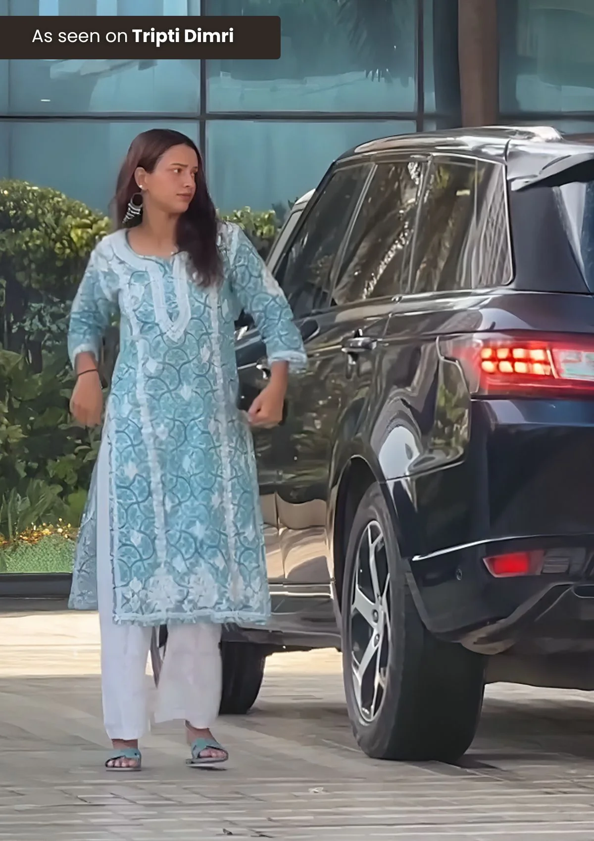 HOC Aidah Chikankari Printed Mulmul Straight Kurta - Healthber