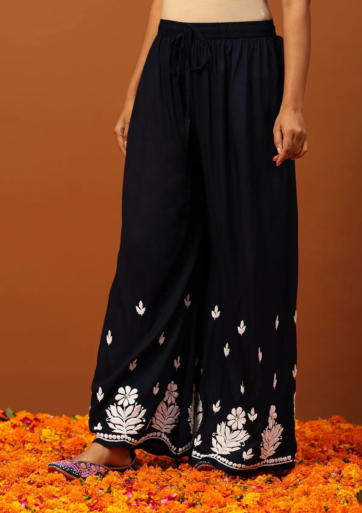 HOC Modal Chikankari Solid Women's 2 PC Long Kurta Set -Black - Healthber