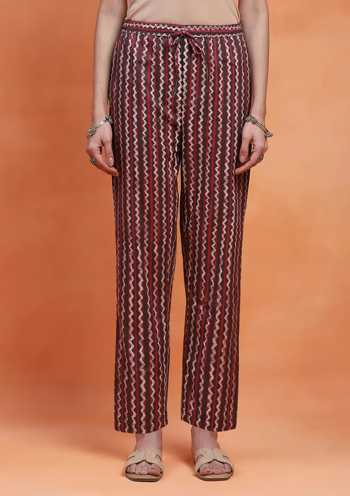 HOC Cotton Printed Women's Pant - Brown - Healthber