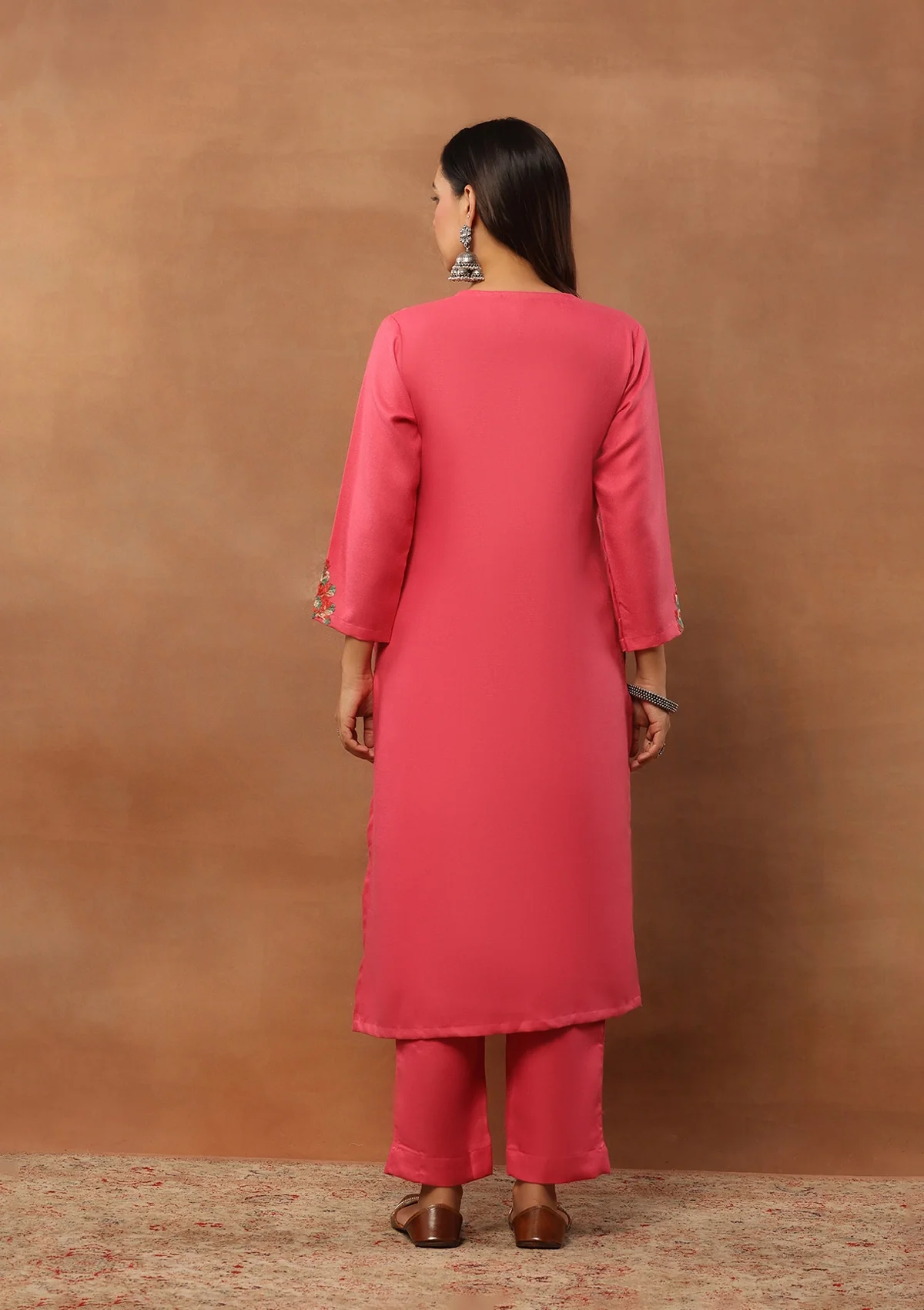 HOC Aari Woollen Straight Kurta Set with Dupatta - Healthber