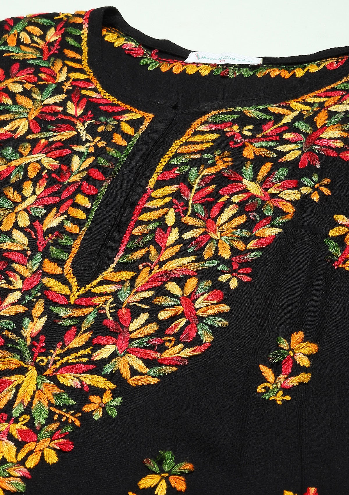 HOC Rayon Chikankari Solid Women's Long Kurta - Black - Healthber