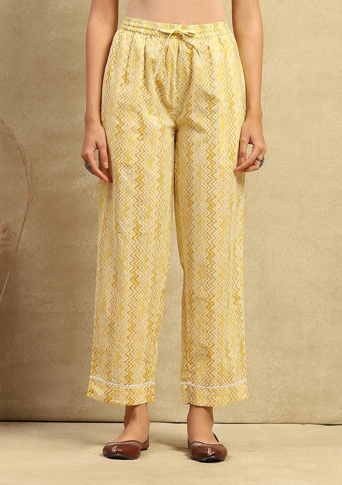 HOC Cotton Chikankari Printed Women's 2PC Long Kurta Set - Mustard Yellow - Healthber