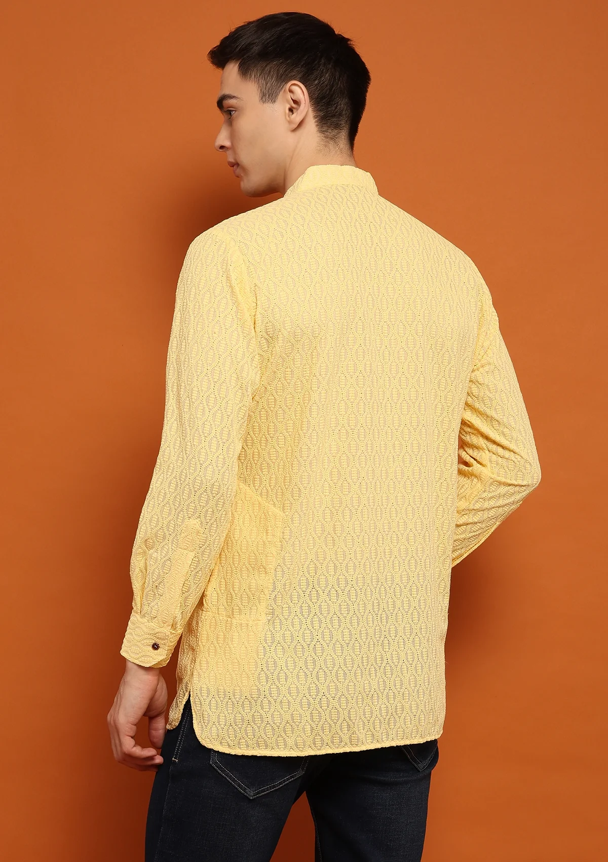 HOC Shayan Chikankari Cotton Straight Short Men's Kurta - Healthber