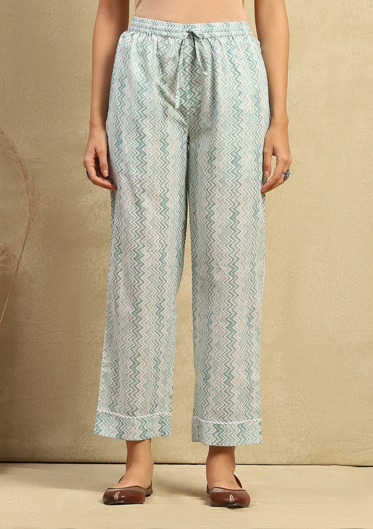 HOC Cotton Chikankari Printed Women's 2PC Long Kurta Set -  Teal Green - Healthber