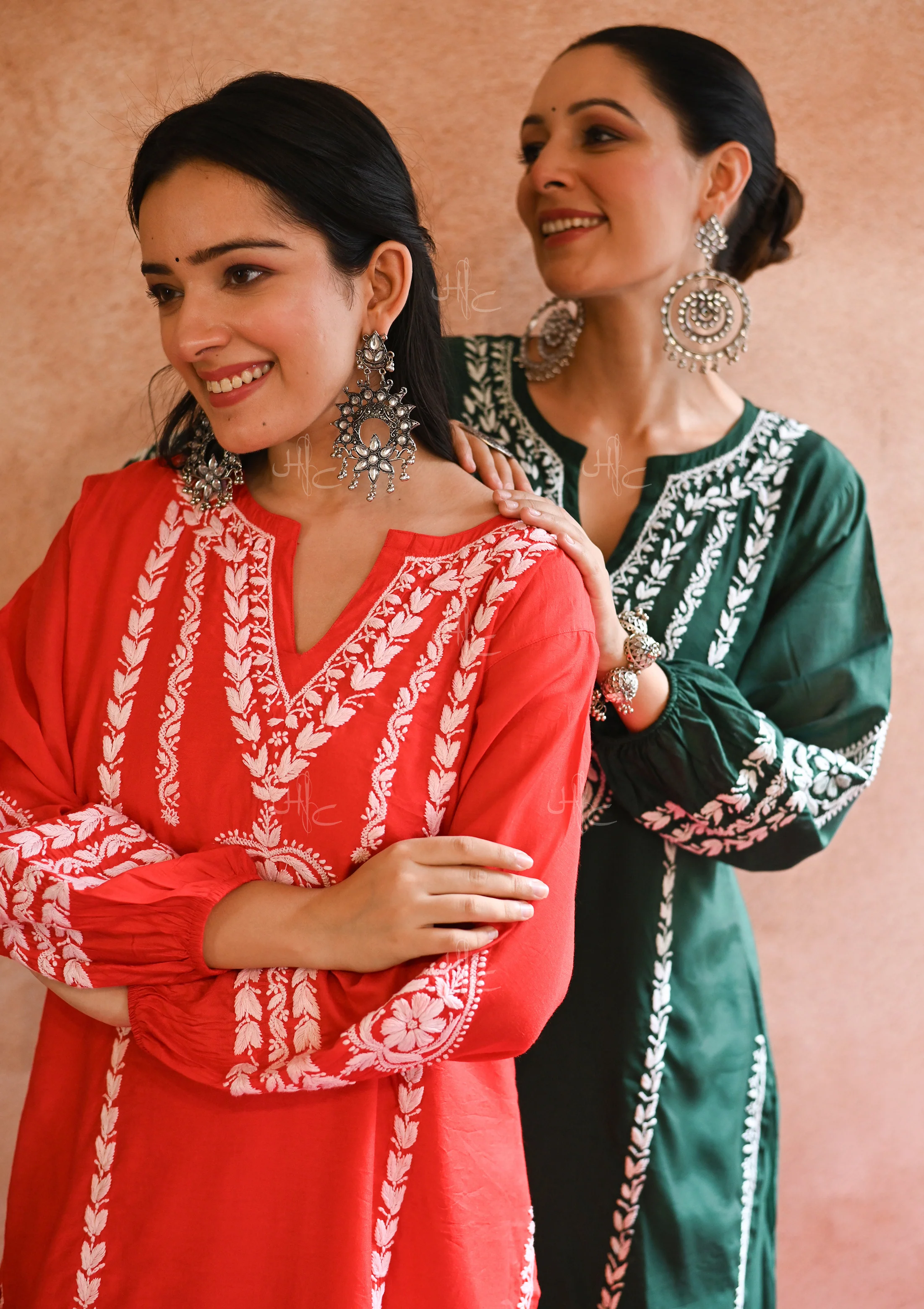 HOC Kajra Chikankari Chanderi Straight Kurta Set - Healthber