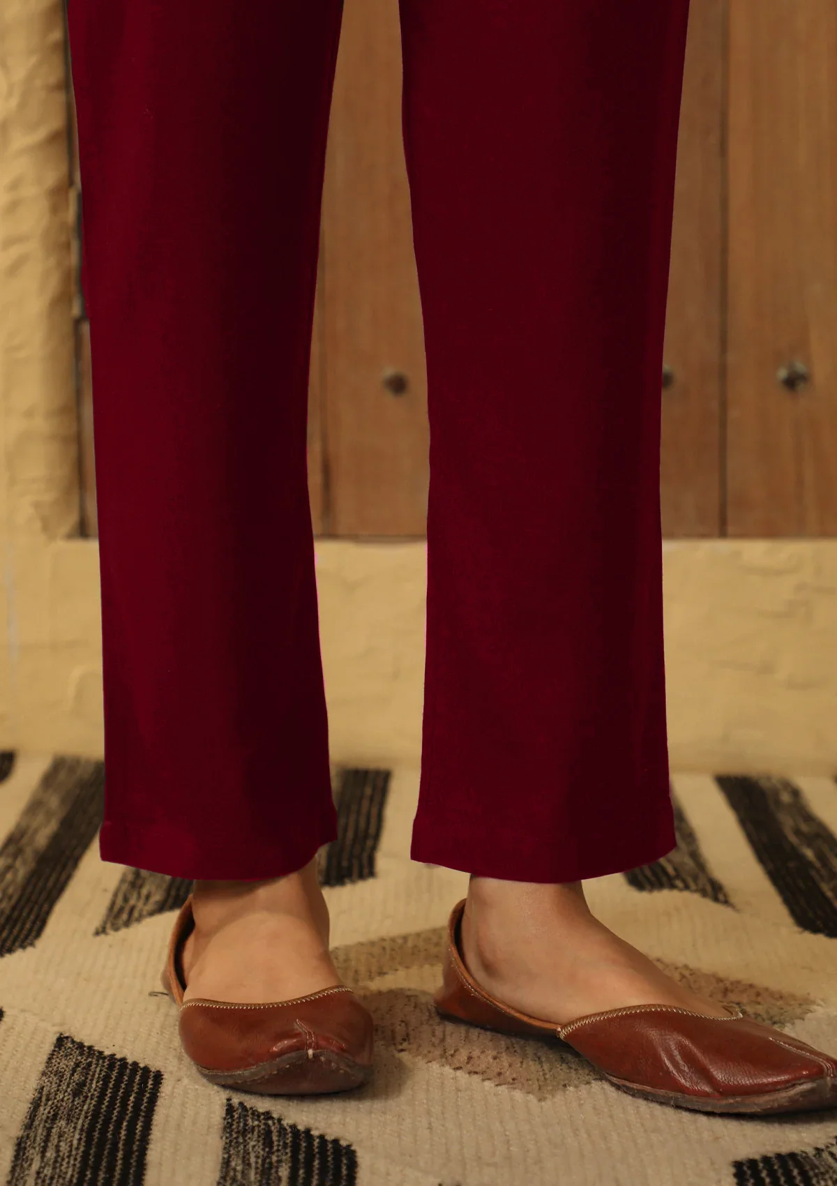 HOC Rayon Solid Women's Pants- Maroon - Healthber