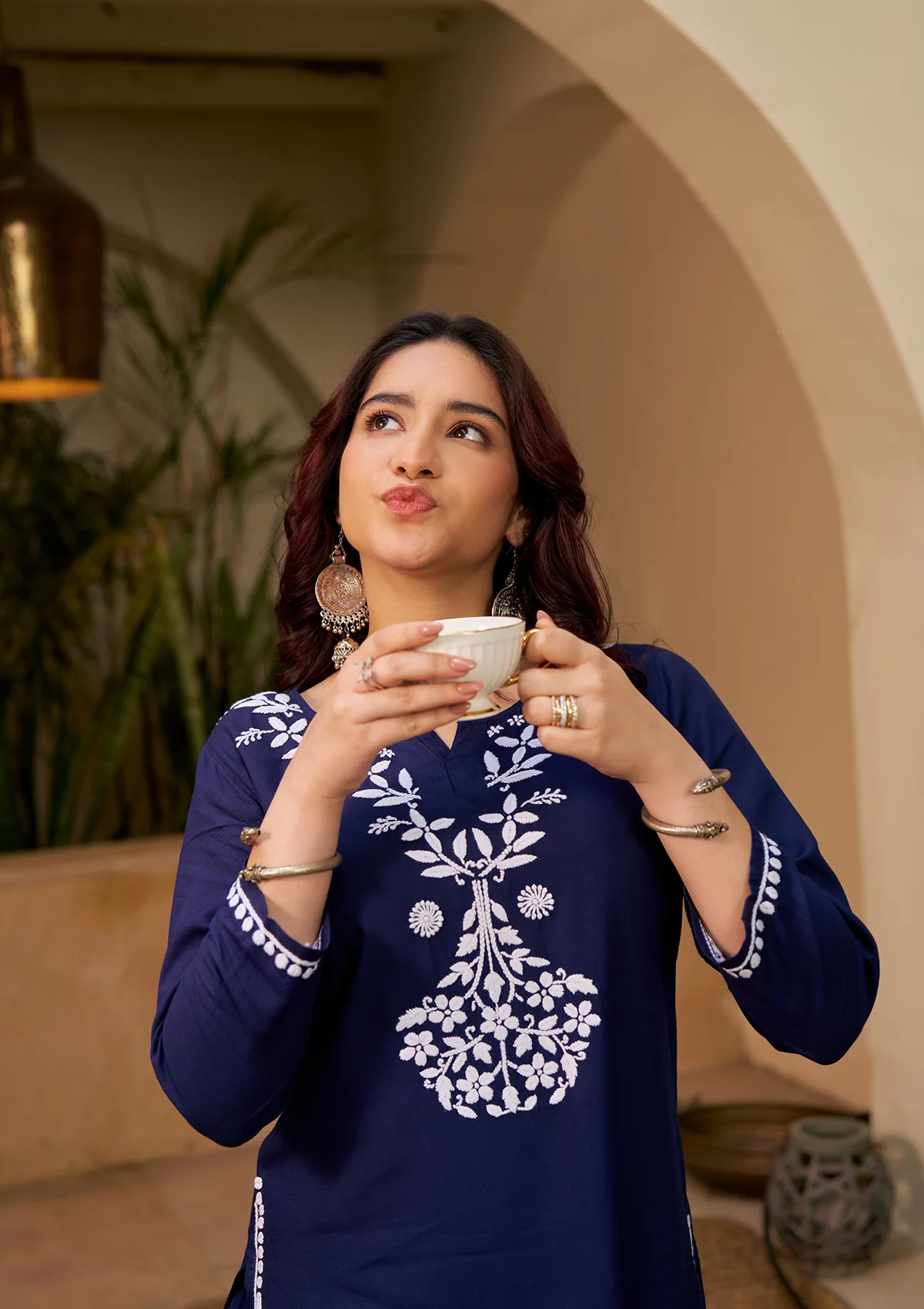 HOC Karima Chikankari Rayon Straight Kurta Set - Healthber