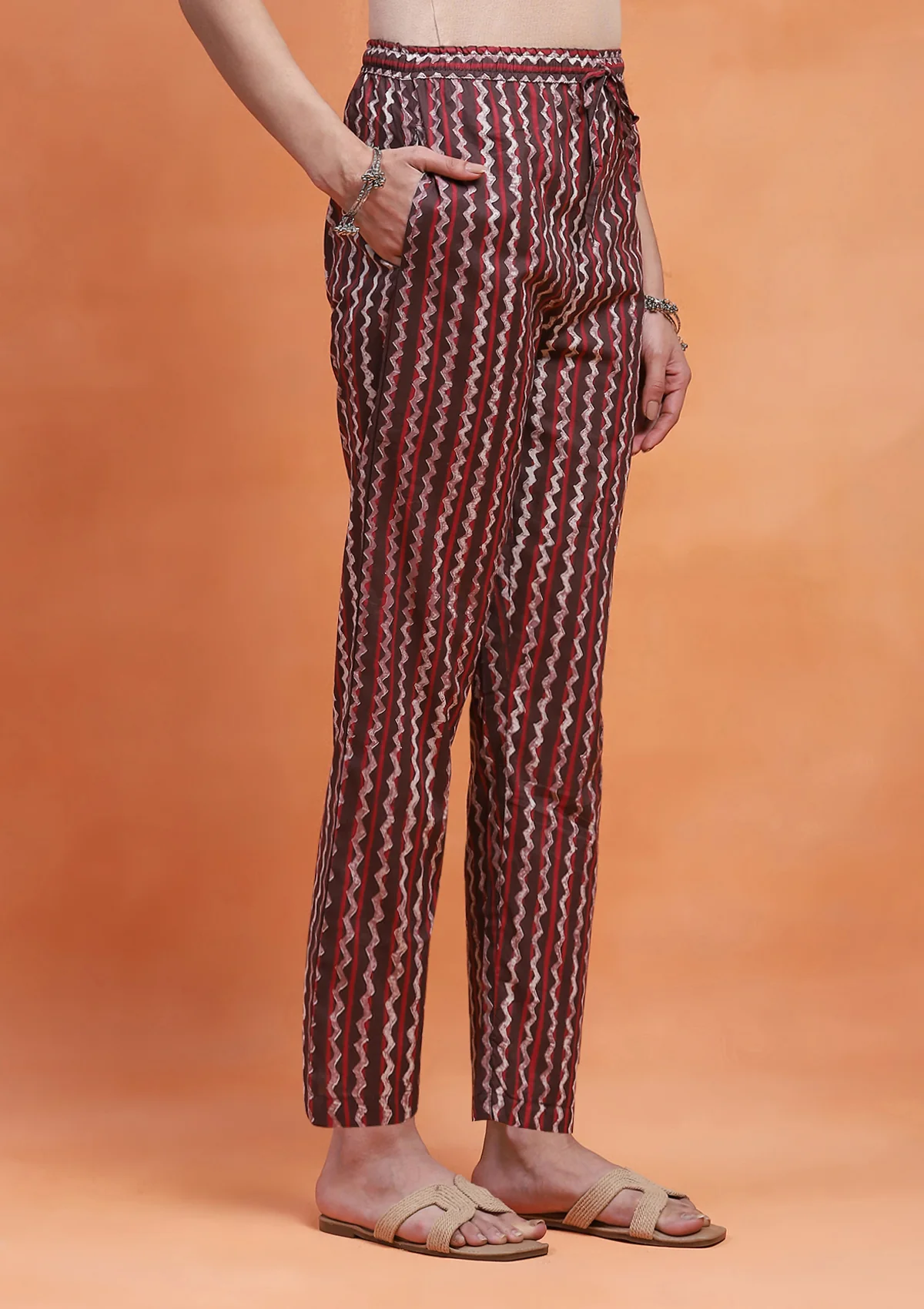 HOC Cotton Printed Women's Pant - Brown - Healthber