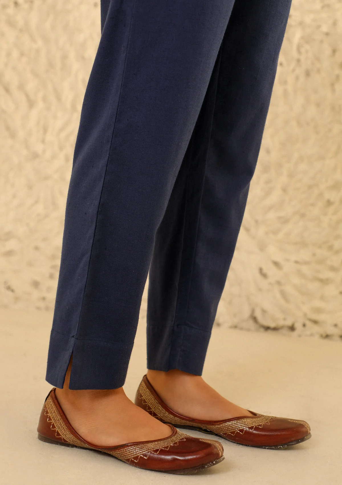 HOC Cotton Loom Women's Solid Tapered Pant - Navy Blue - Healthber