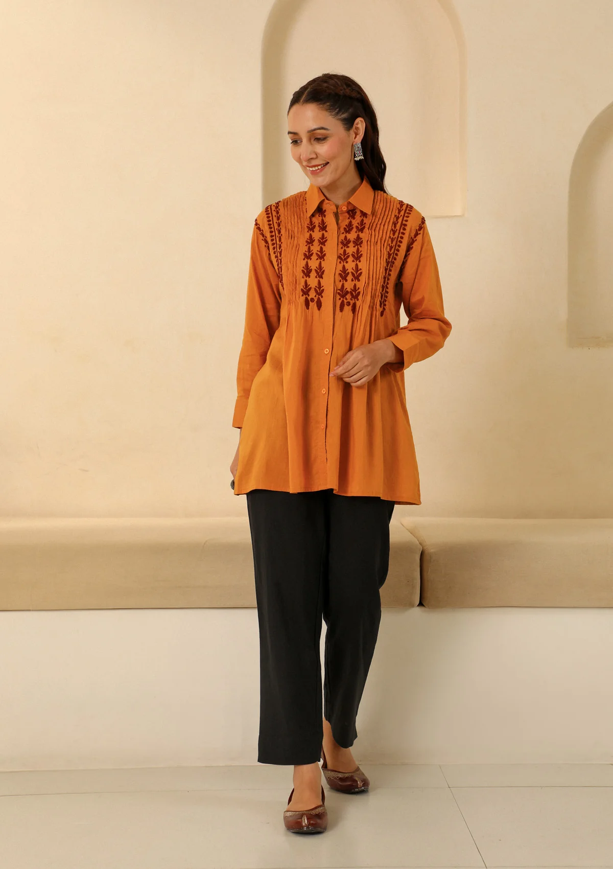 HOC Cotton Loom Women's Solid Tapered Pant - Black - Healthber