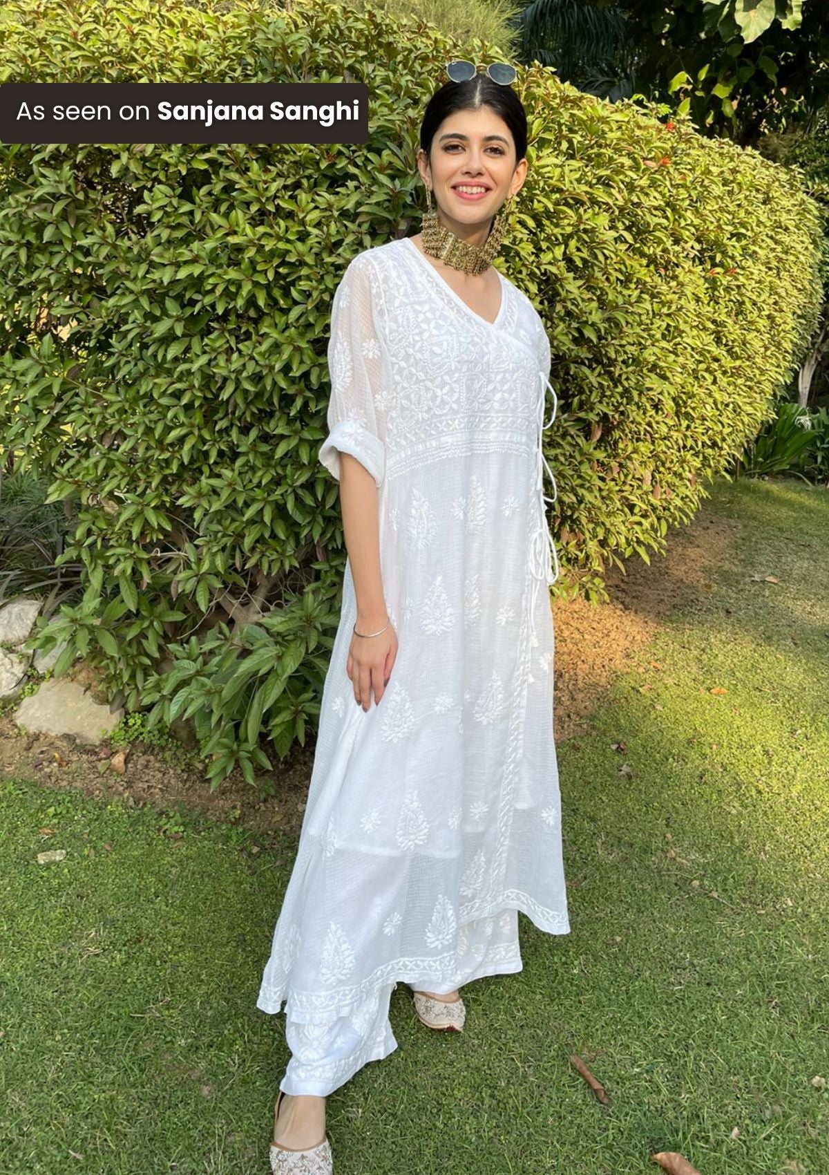 HOC Nazakat Chikankari Kota Angrakha with Inner - Healthber