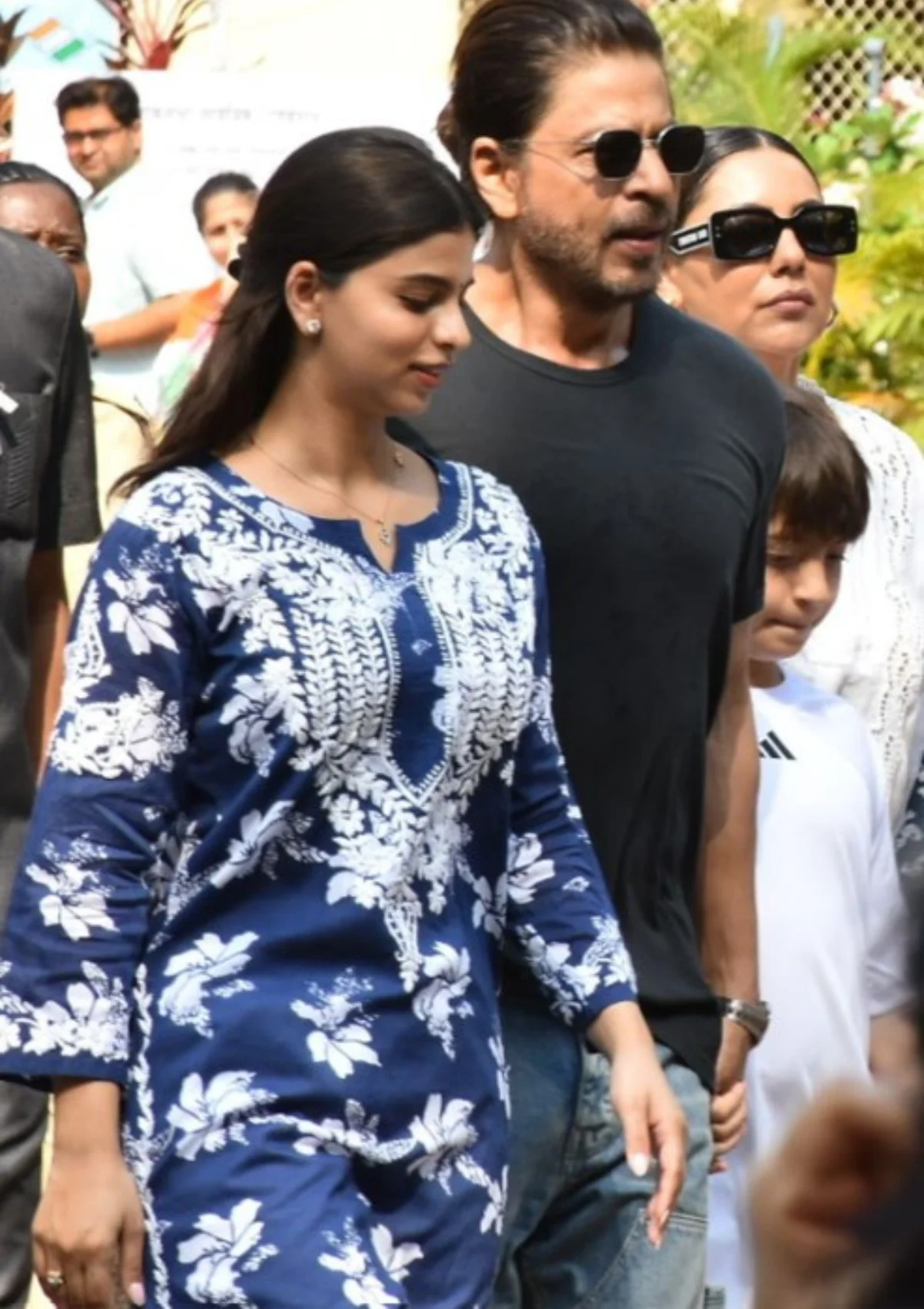 HOC Tamara Mulmul Chikankari Printed Women's Straight Kurta - Navy Blue - Healthber