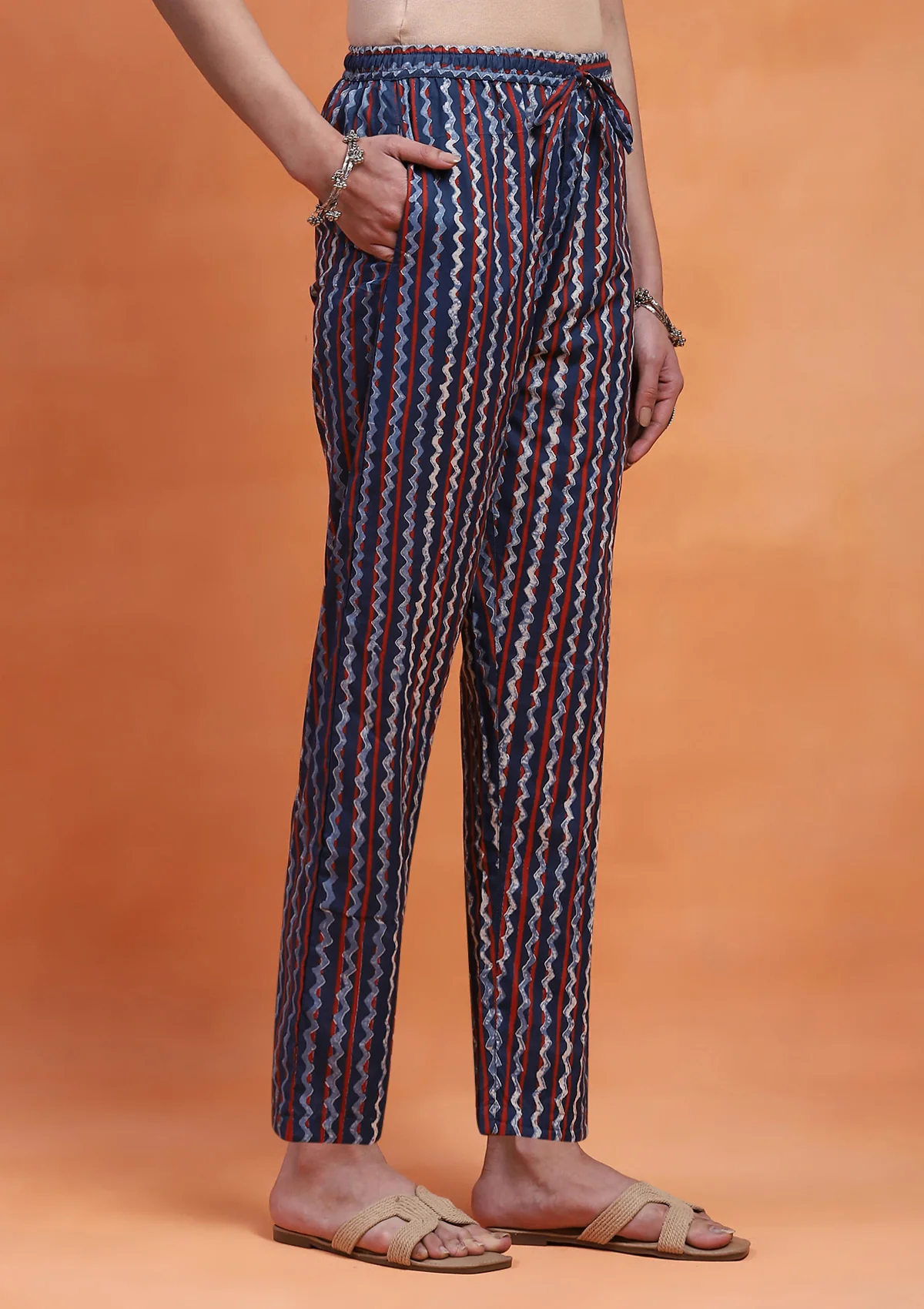 HOC Cotton Printed Women's Pant - Blue - Healthber