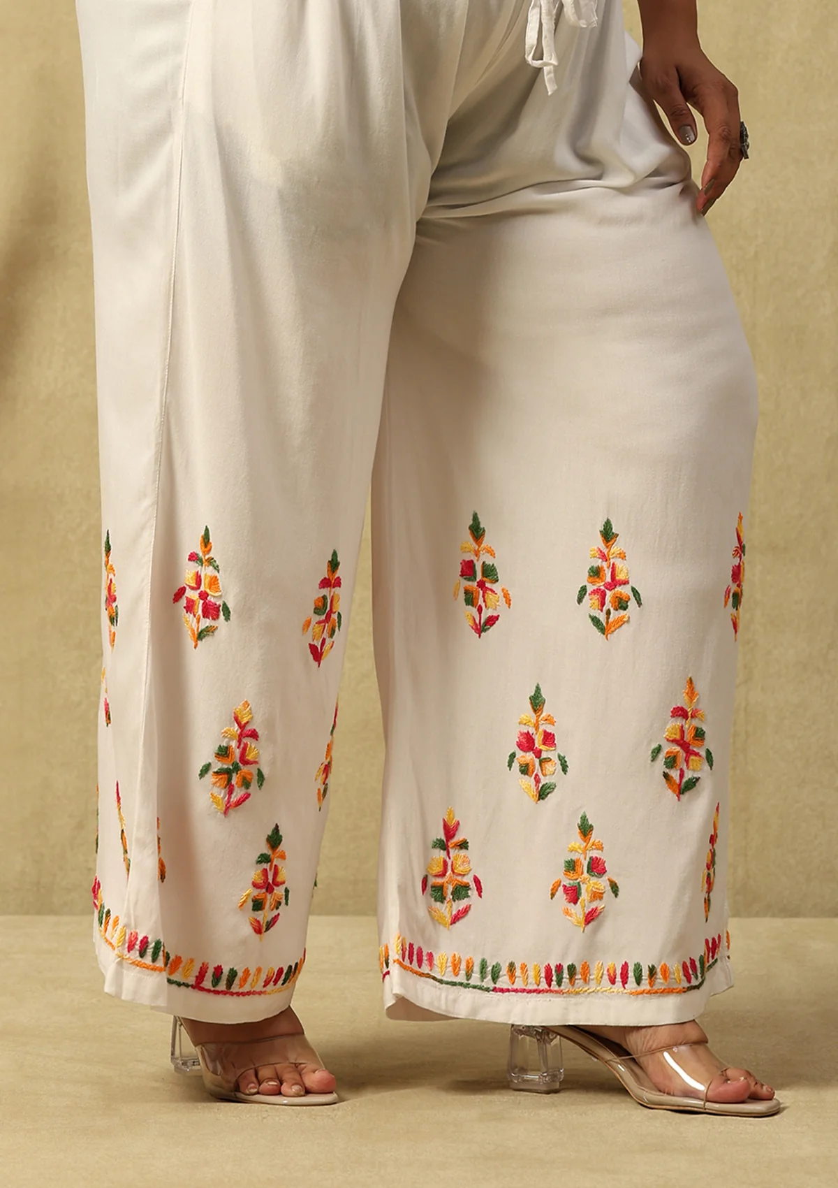 HOC Rayon Chikankari Solid Women's 2 PC Long Kurta Set-White - Healthber