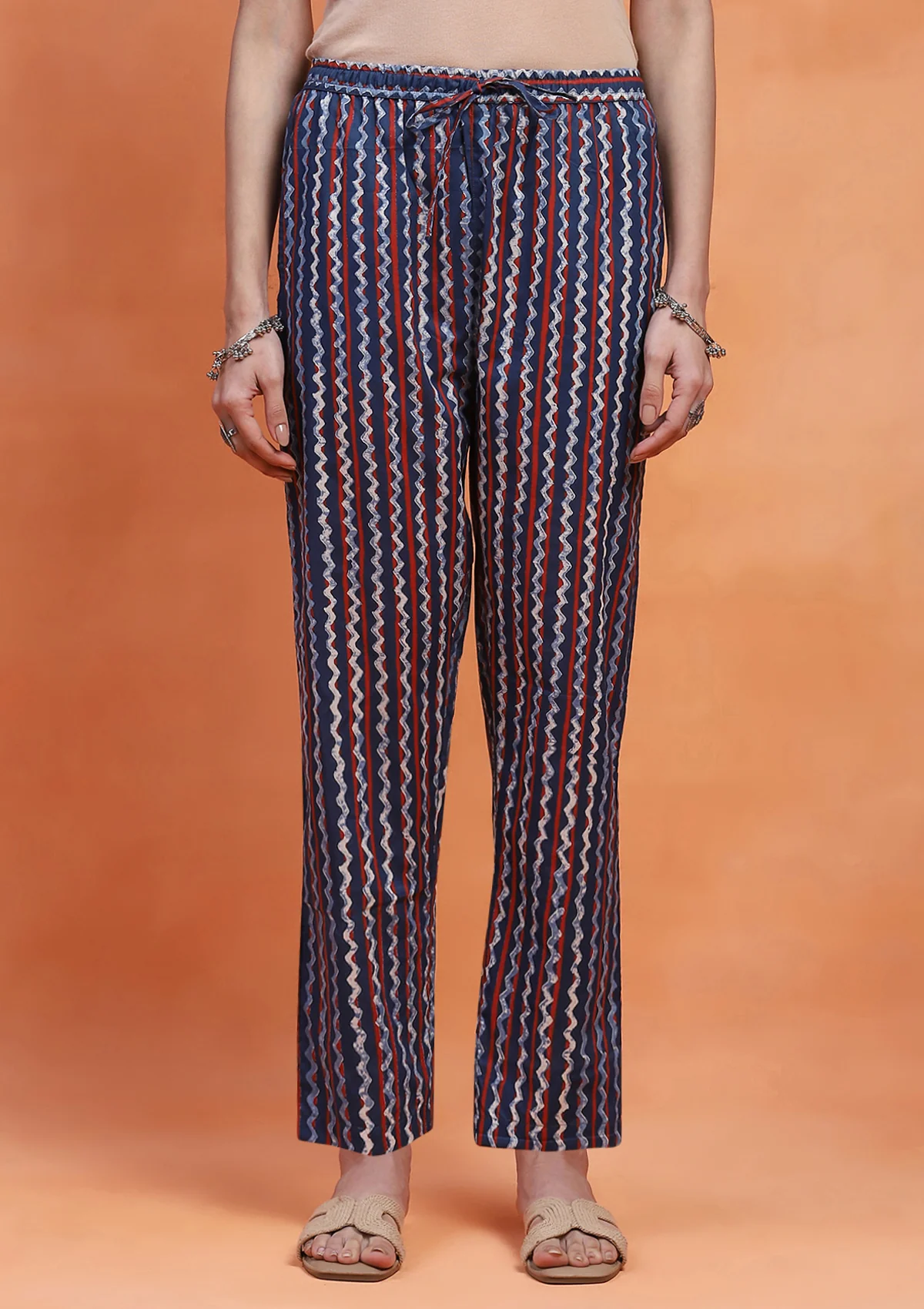 HOC Cotton Printed Women's Pant - Blue - Healthber