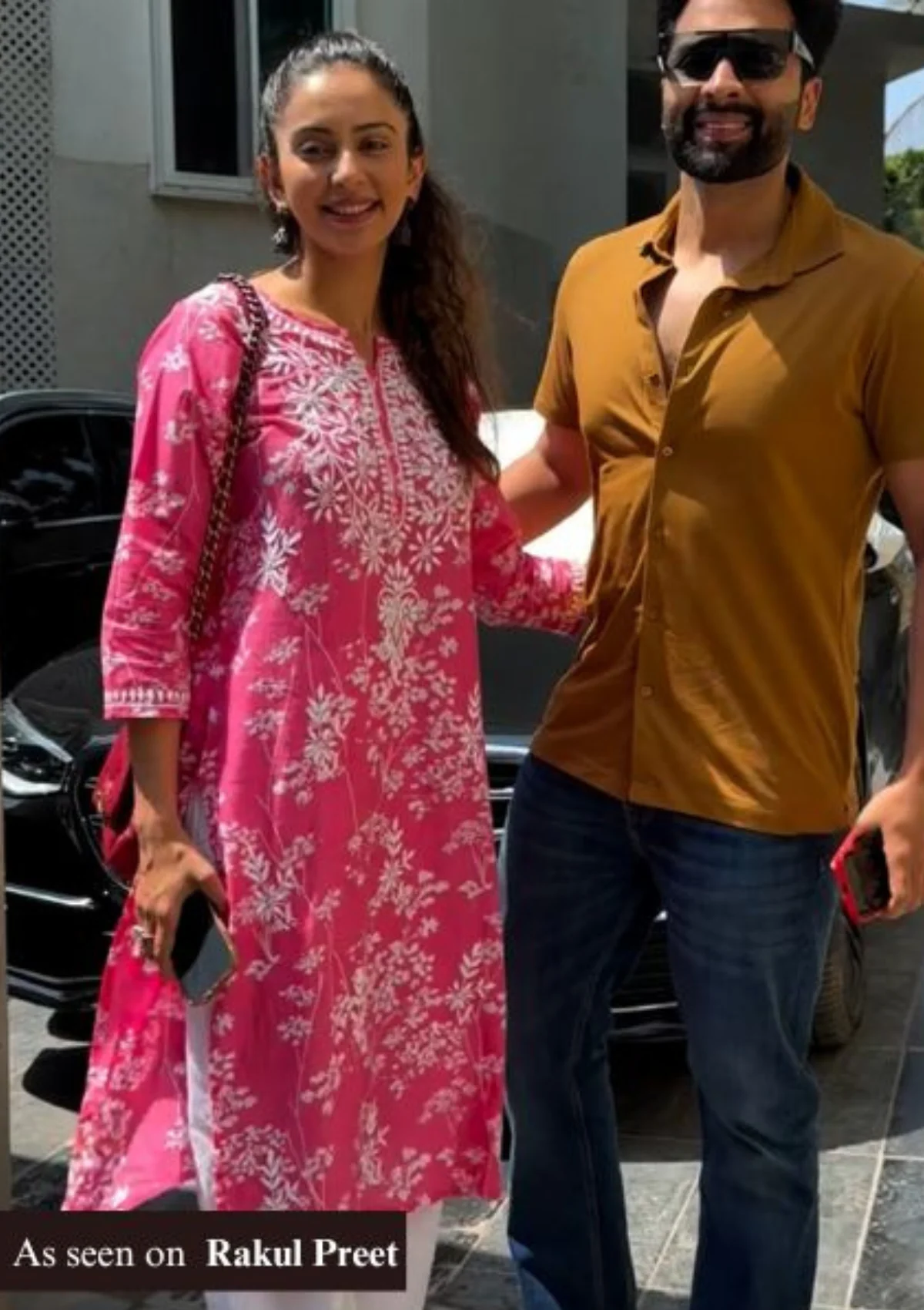 HOC Zainab Chikankari Mulmul Printed Straight Kurta -Pink - Healthber