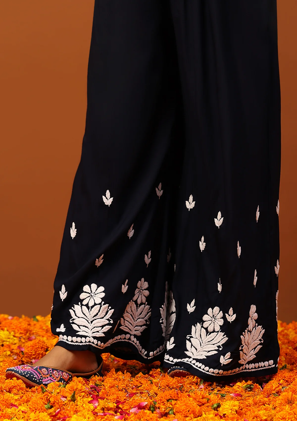 HOC Modal Chikankari Solid Women's 2 PC Long Kurta Set -Black - Healthber