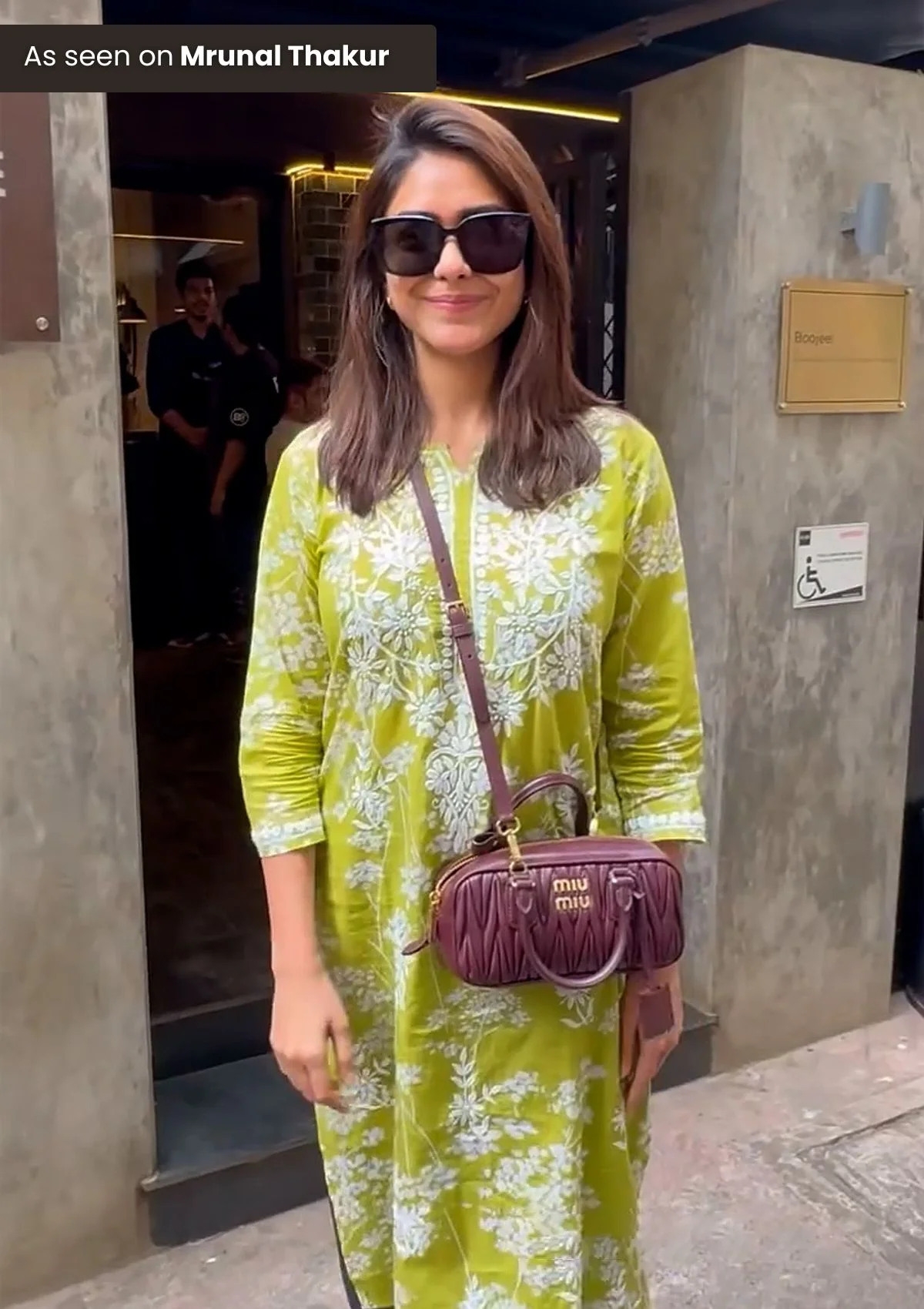 HOC Zainab Chikankari Mulmul Printed Straight Kurta -Green - Healthber