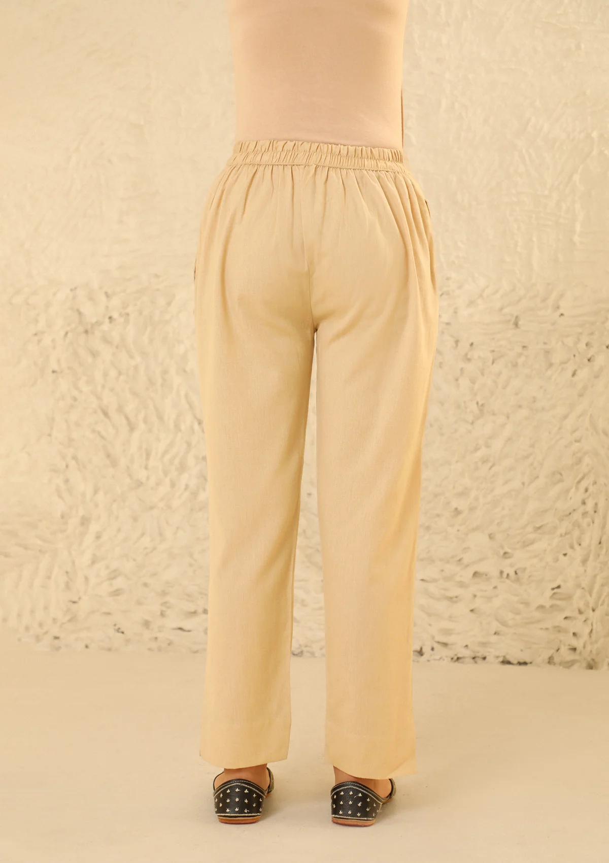 HOC Cotton Loom Women's Solid Tapered Pant - Beige - Healthber