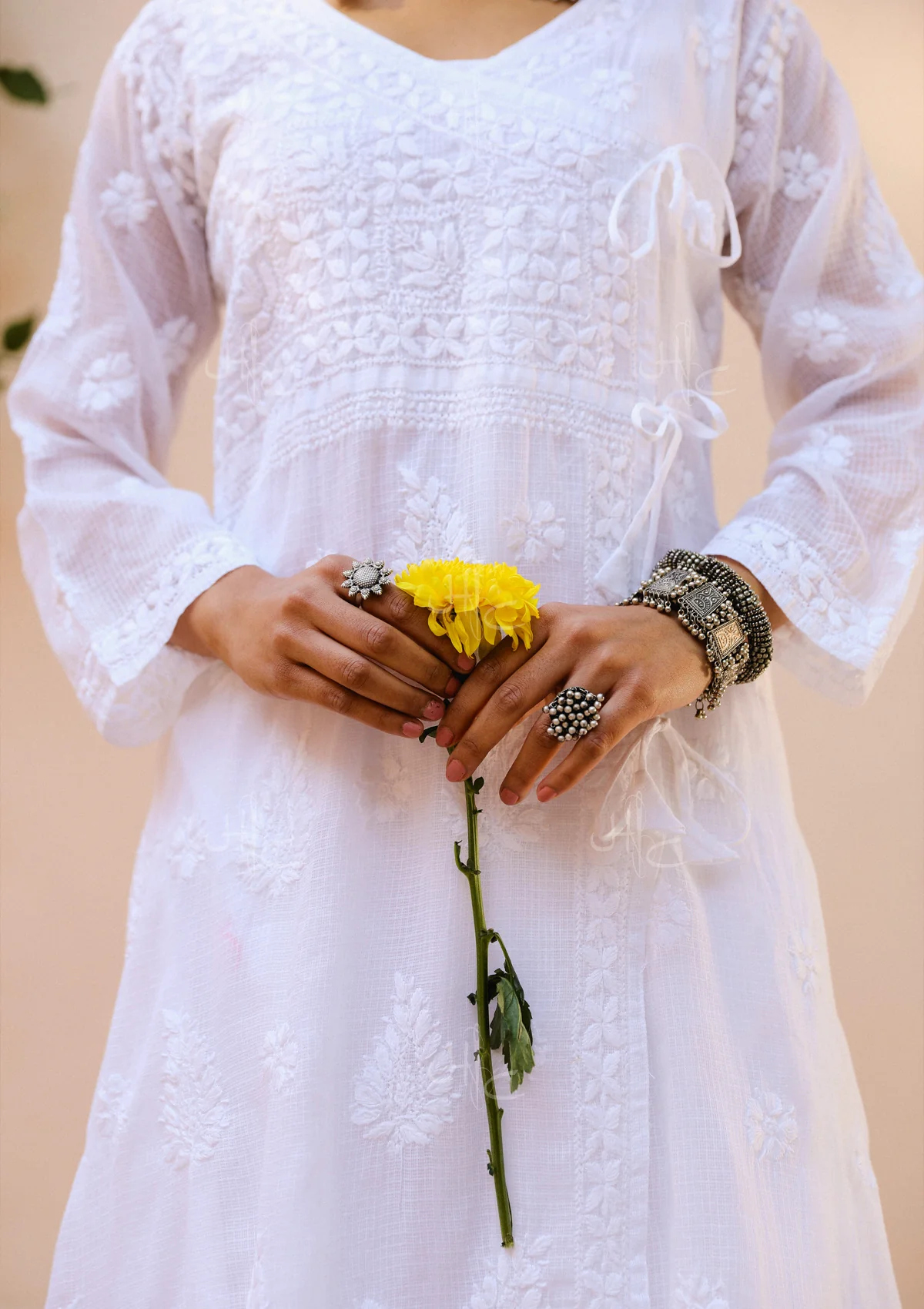 HOC Nazakat Chikankari Kota Angrakha with Inner - Healthber