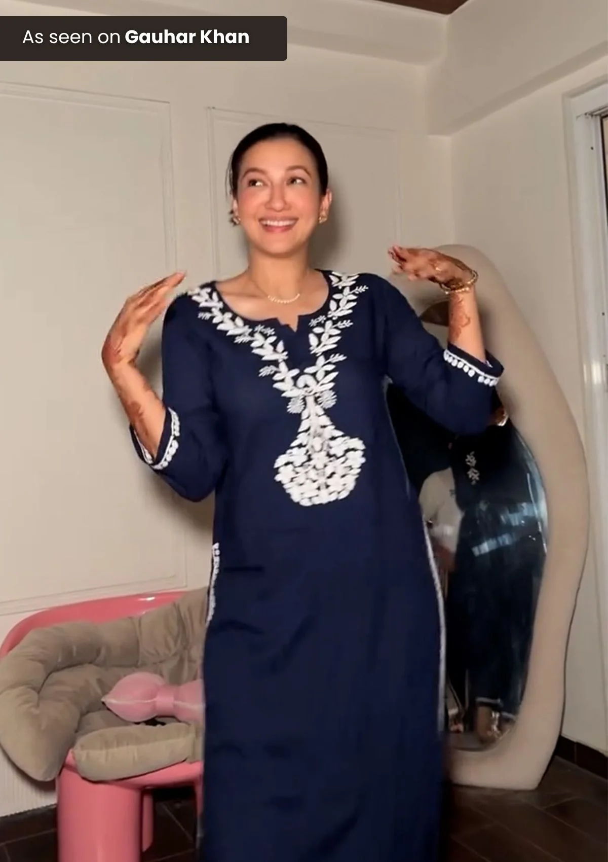 HOC Karima Chikankari Rayon Straight Kurta Set - Healthber