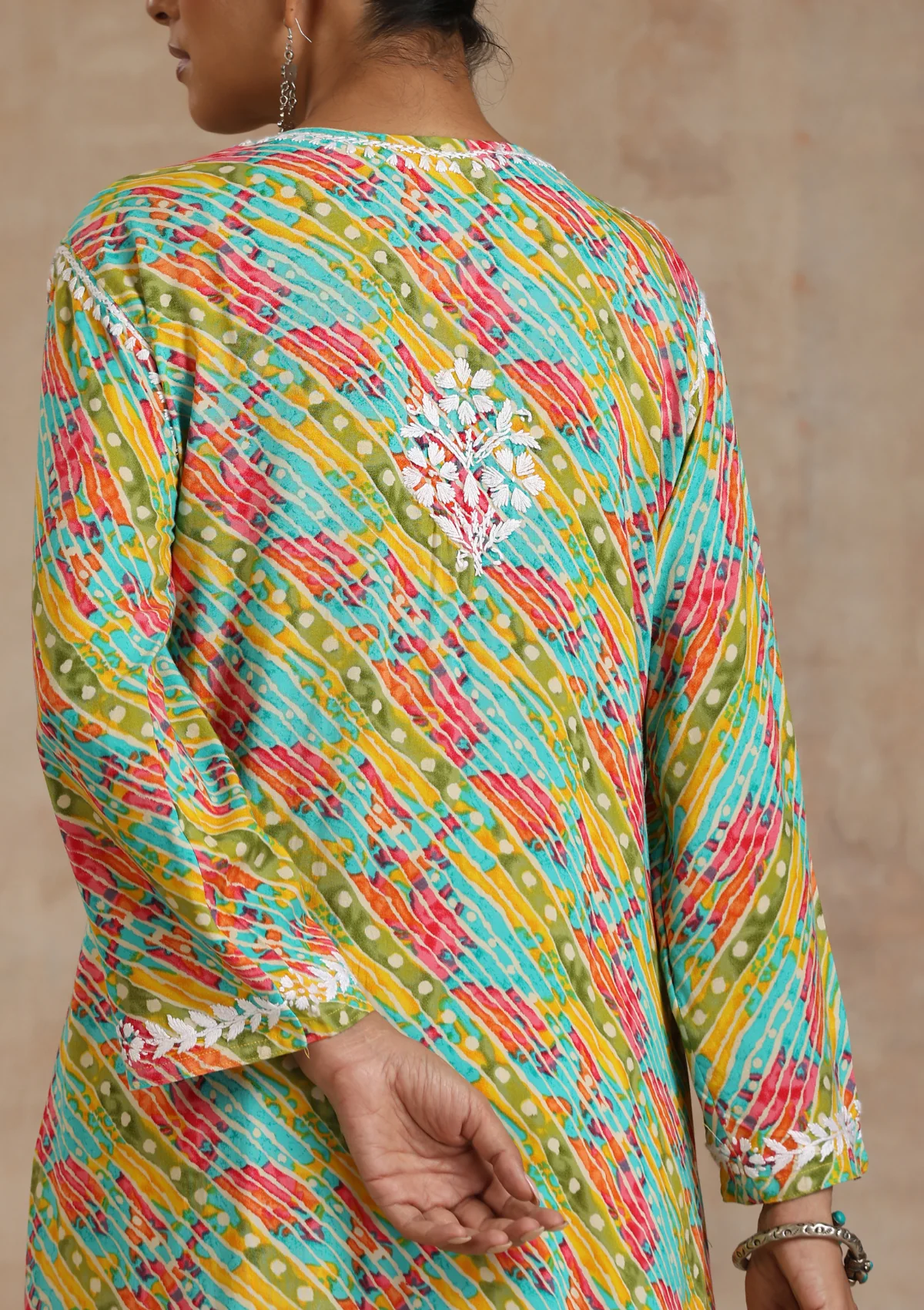 HOC Rayon Chikankari Printed Women's Long Kurta - Dark Green - Healthber