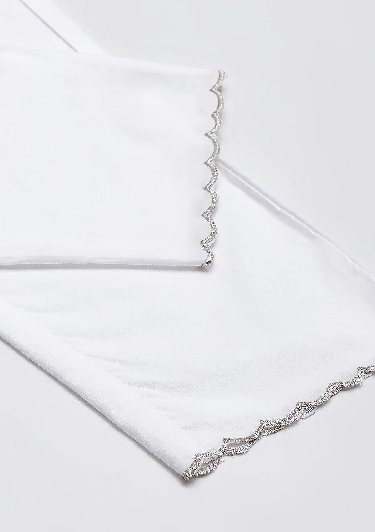 HOC Cotton Scalloped With Golden Zari Solid Women's Pants - White - Healthber