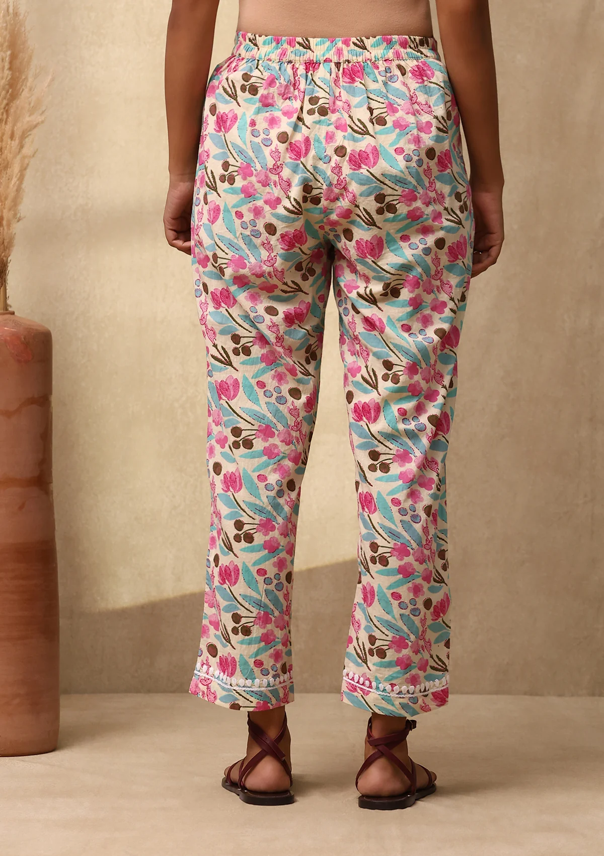 HOC Cotton Chikankari Printed Women's 2 PC Co-ord Set - Cream - Healthber