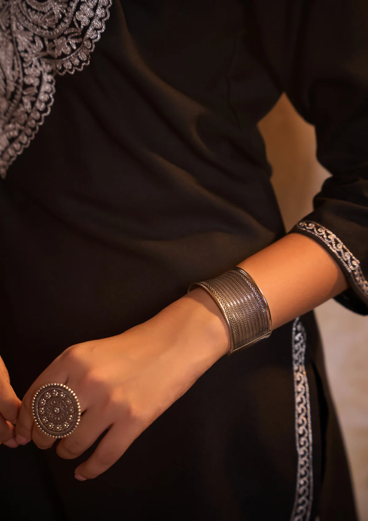 HOC Handcrafted Silver Tone Cuff Bracelet - Healthber