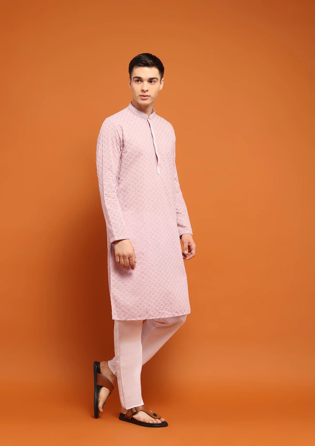 HOC Shaan Chikankari Cotton Straight Men's Kurta - Healthber