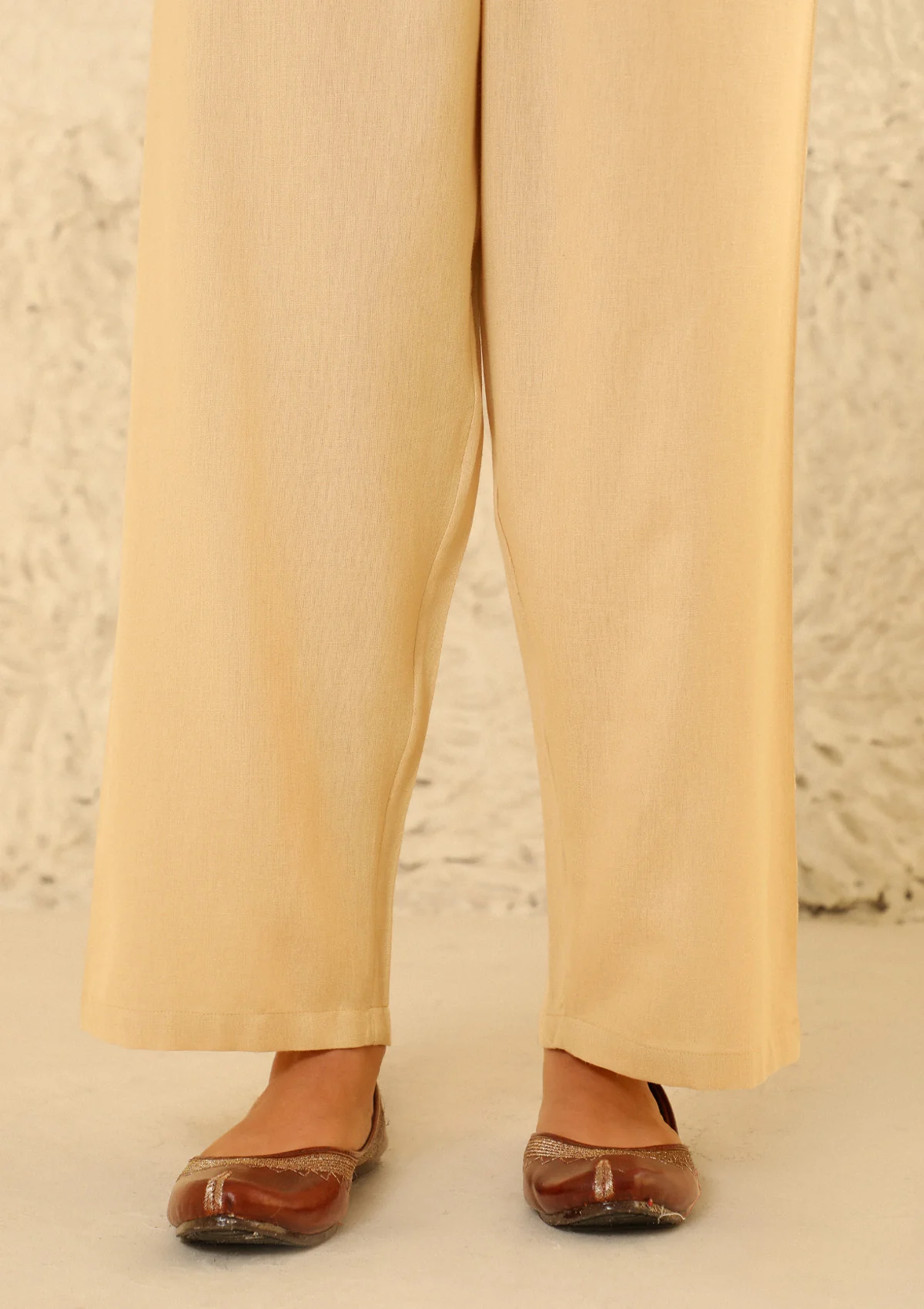 HOC Cotton Loom Women's Solid Straight Pant - Beige - Healthber