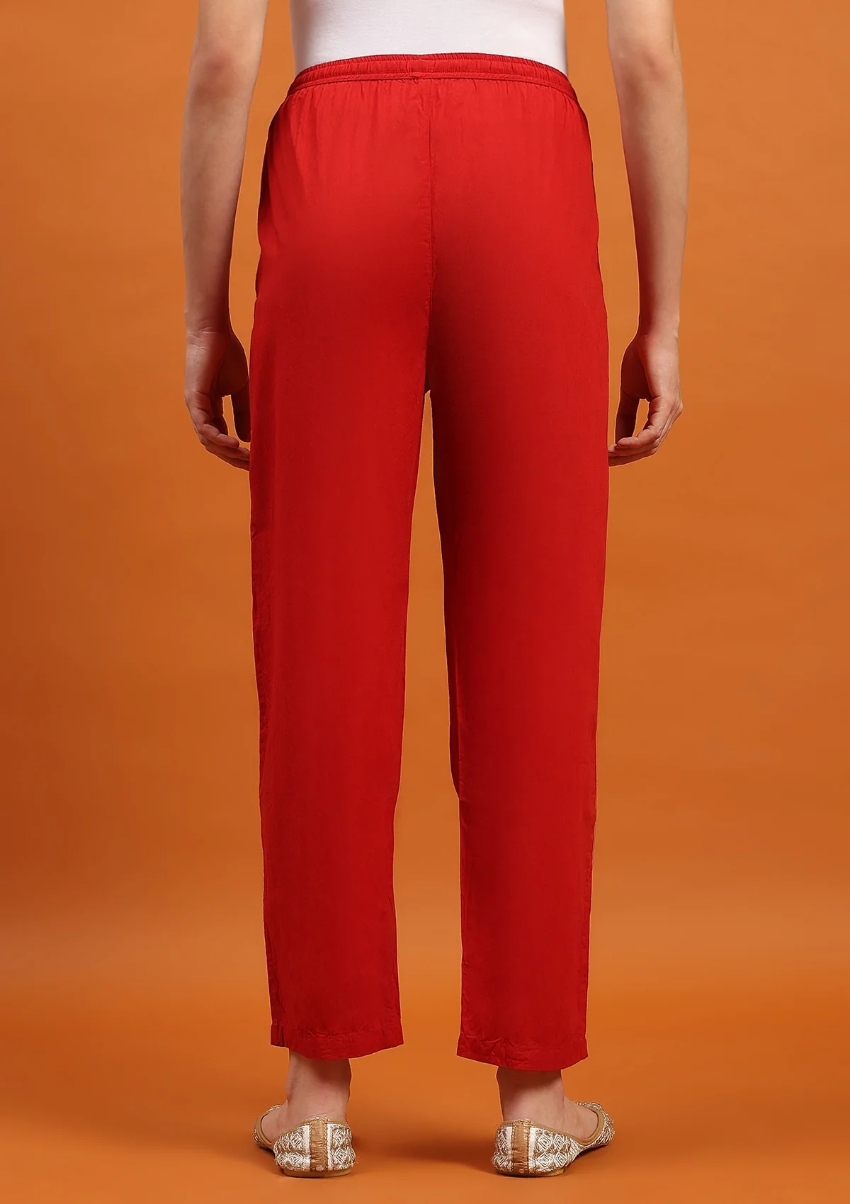 HOC Cotton Solid Women's Pants - Red - Healthber