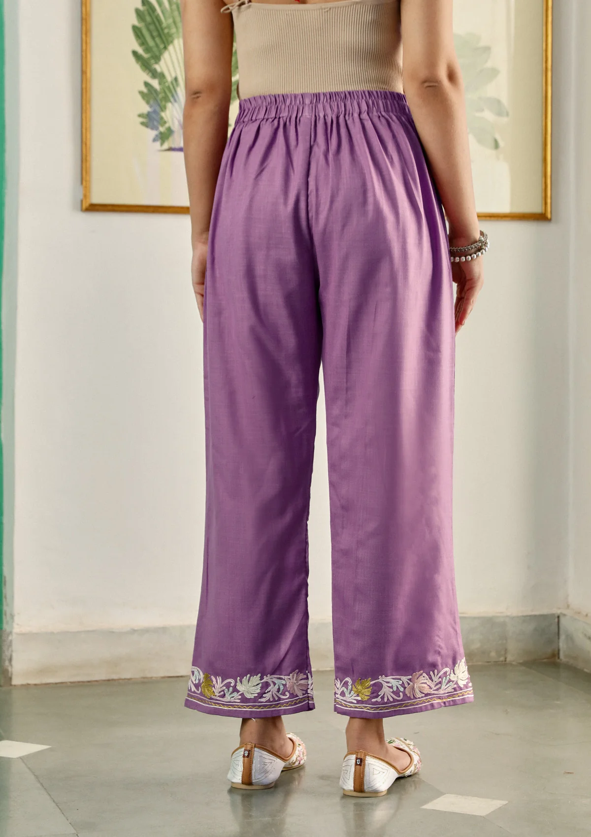 HOC Cotton Aari Embroidered Solid Women's 3 PC Long Kurta Set with Dupatta -  Purple - Healthber